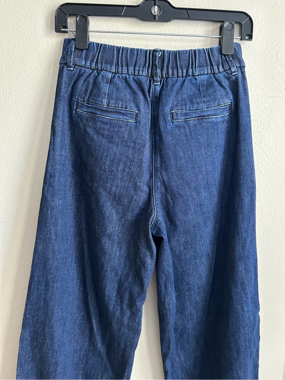 American Eagle Dark Wash Wide Leg Pleated Trouser Blue Denim Jeans Size 000 - Picture 6 of 9